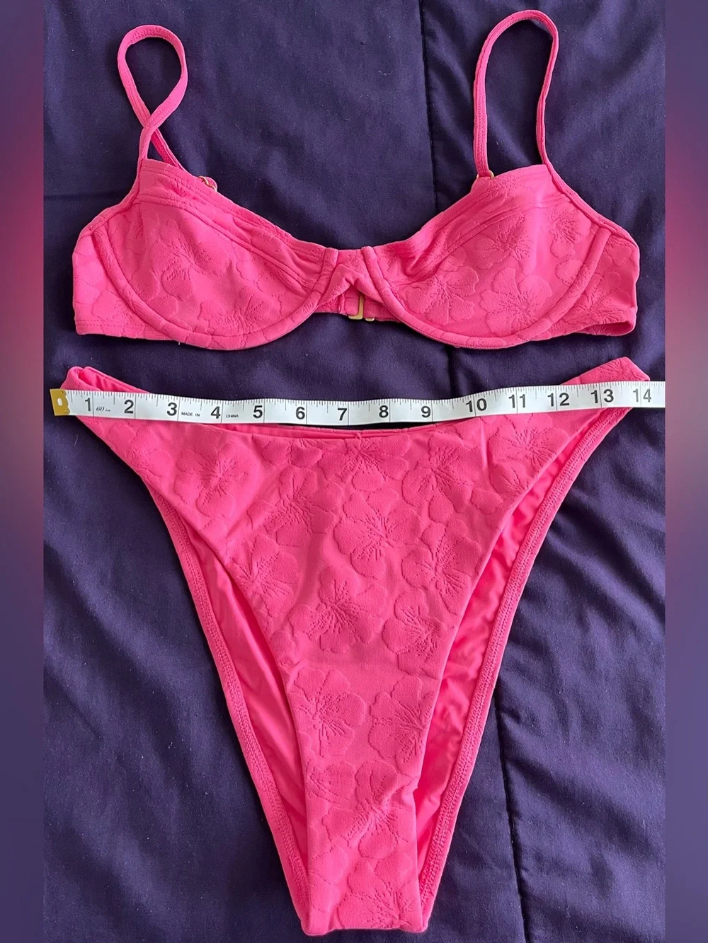 L*Space Bikini Set Missy Top & Leilani Bottom Medium/Large Pink Floral Swimwear